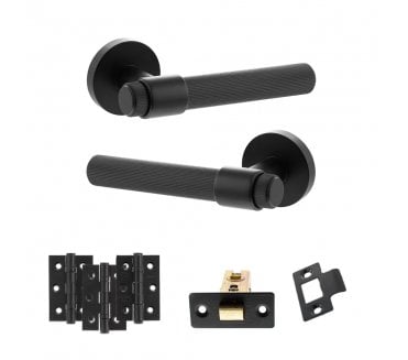 Senza Pari Fasana Door Handle Latch Pack (3 Ball Bearing Hinges x3) - Matt Black