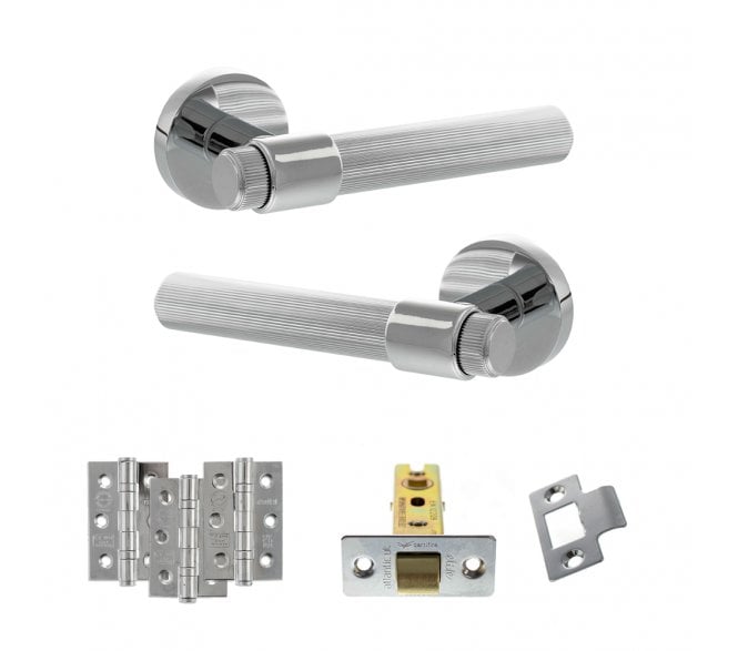 Senza Pari Fasana Door Handle Latch Pack (3 Ball Bearing Hinges x3) - Polished Chrome