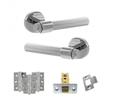 Senza Pari Fasana Door Handle Latch Pack (3 Ball Bearing Hinges x3) - Polished Chrome