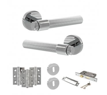 Senza Pari Fasana Door Handle Lock Pack (3 Ball Bearing Hinges x3) - Polished Chrome