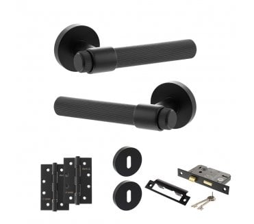 Senza Pari Fasana Door Handle Lock Pack (4 Slim Knuckle Hinges x2) - Matt Black