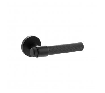 Senza Pari Fasana Lines Knurled Lever On Minimal Round Rose - Matt Black