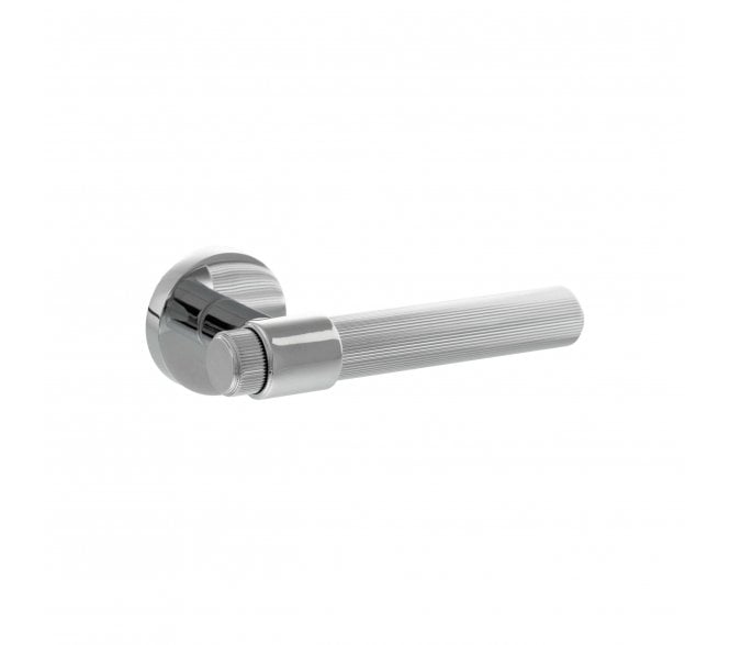 Senza Pari Fasana Lines Knurled Lever On Minimal Round Rose - Polished Chrome