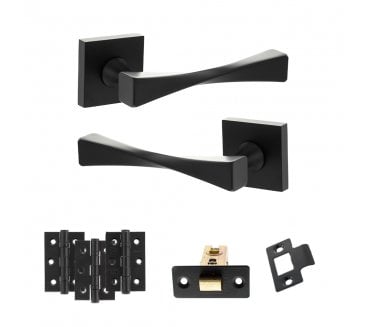 Senza Pari Guido Door Handle Latch Pack (3 Ball Bearing Hinges x3) - Matt Black