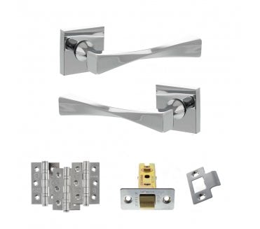 Senza Pari Guido Door Handle Latch Pack (3 Ball Bearing Hinges x3) - Polished Chrome