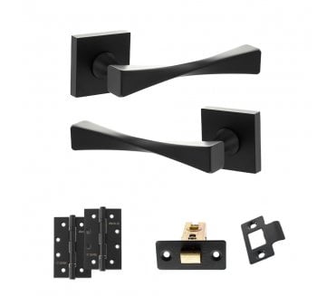 Senza Pari Guido Door Handle Latch Pack (4 Slim Knuckle Hinges x2) - Matt Black
