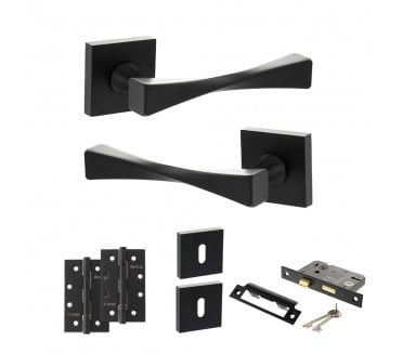 Senza Pari Guido Door Handle Lock Pack (4 Slim Knuckle Hinges x2) - Matt Black