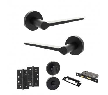 Senza Pari Laviano Door Handle Bathroom Pack (4 Slim Knuckle Hinges x2) - Matt Black