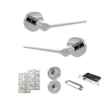 Senza Pari Laviano Door Handle Bathroom Pack (4 Slim Knuckle Hinges x2) - Polished Chrome