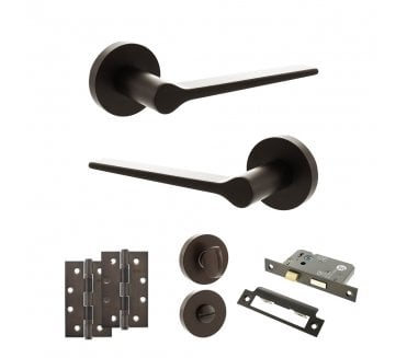 Senza Pari Laviano Door Handle Bathroom Pack (4 Slim Knuckle Hinges x2) - Urban Dark Bronze