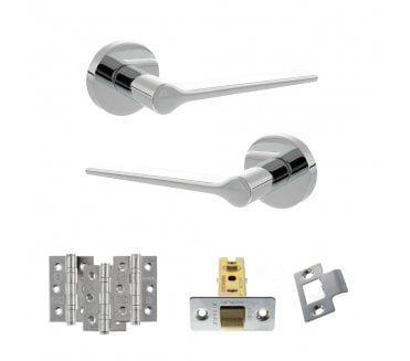 Senza Pari Laviano Door Handle Latch Pack (3 Ball Bearing Hinges x3) - Polished Chrome