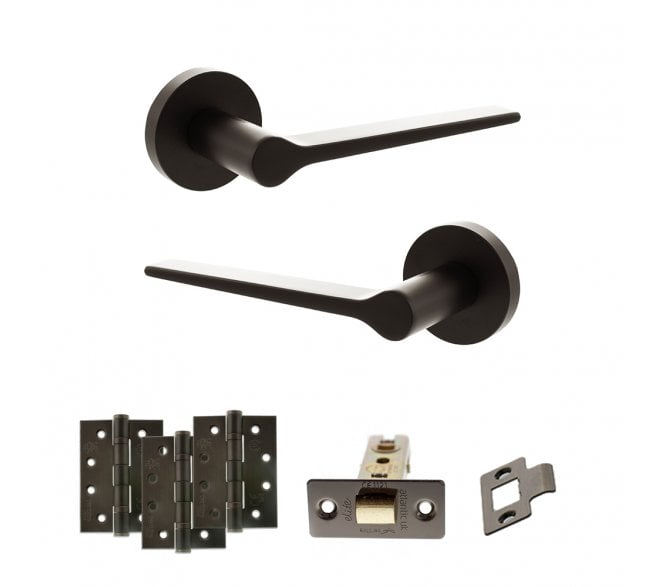 Senza Pari Laviano Door Handle Latch Pack (4 Fire Rated Hinges x3) - Urban Dark Bronze