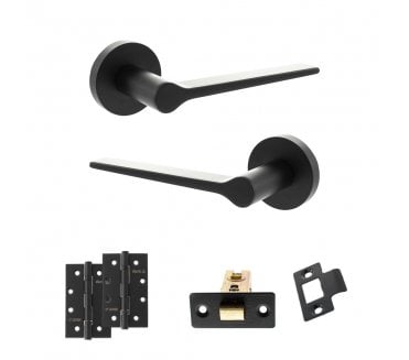 Senza Pari Laviano Door Handle Latch Pack (4 Slim Knuckle Hinges x2) - Matt Black