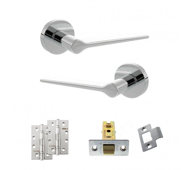 Senza Pari Laviano Door Handle Latch Pack (4 Slim Knuckle Hinges x2) - Polished Chrome