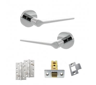Senza Pari Laviano Door Handle Latch Pack (4 Slim Knuckle Hinges x2) - Polished Chrome