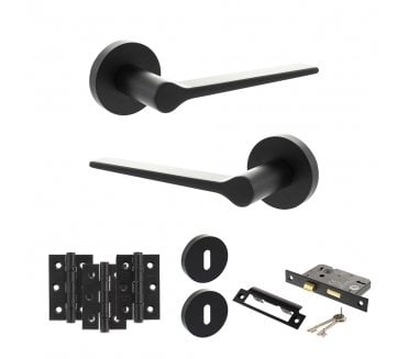 Senza Pari Laviano Door Handle Lock Pack (3 Ball Bearing Hinges x3) - Matt Black