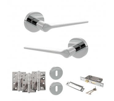 Senza Pari Laviano Door Handle Lock Pack (4 Fire Rated Hinges x3) - Polished Chrome