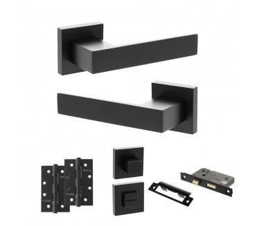 Senza Pari Panetti Door Handle Bathroom Pack (4 Slim Knuckle Hinges x2) - Matt Black