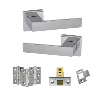 Senza Pari Panetti Door Handle Latch Pack (3 Ball Bearing Hinges x3) - Polished Chrome