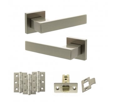 Senza Pari Panetti Door Handle Latch Pack (3 Ball Bearing Hinges x3) - Satin Nickel