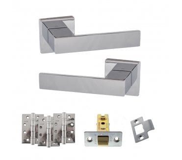 Senza Pari Panetti Door Handle Latch Pack (4 Fire Rated Hinges x3) - Polished Chrome