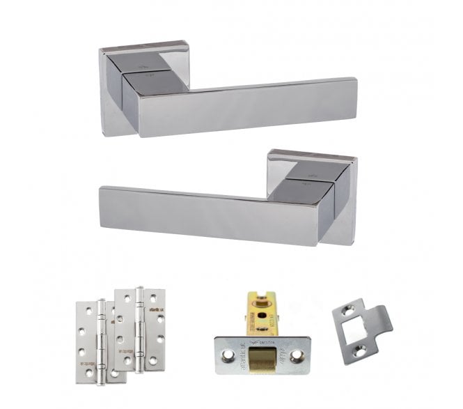 Senza Pari Panetti Door Handle Latch Pack (4 Slim Knuckle Hinges x2) - Polished Chrome