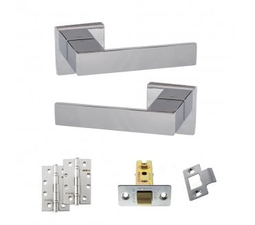 Senza Pari Panetti Door Handle Latch Pack (4 Slim Knuckle Hinges x2) - Polished Chrome