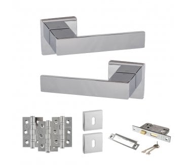 Senza Pari Panetti Door Handle Lock Pack (3 Ball Bearing Hinges x3) - Polished Chrome