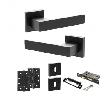 Senza Pari Panetti Door Handle Lock Pack (4 Slim Knuckle Hinges x2) - Matt Black