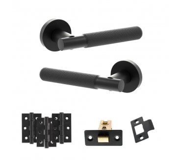 Senza Pari Rosarno Door Handle Latch Pack (3 Ball Bearing Hinges x3) - Matt Black