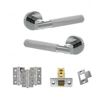 Senza Pari Rosarno Door Handle Latch Pack (3 Ball Bearing Hinges x3) - Polished Chrome