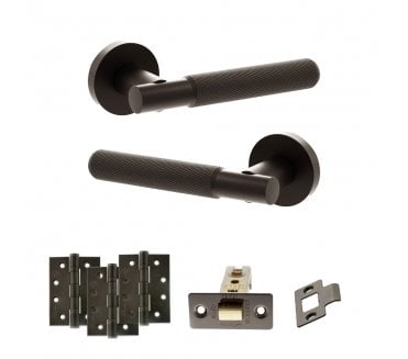 Senza Pari Rosarno Door Handle Latch Pack (4 Fire Rated Hinges x3) - Urban Dark Bronze