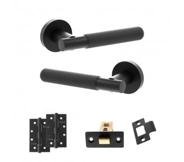 Senza Pari Rosarno Door Handle Latch Pack (4 Slim Knuckle Hinges x2) - Matt Black