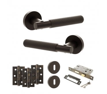 Senza Pari Rosarno Door Handle Lock Pack (3 Ball Bearing Hinges x3) - Urban Dark Bronze