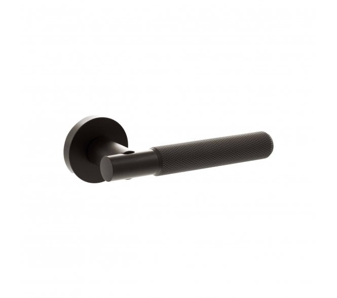 Senza Pari Rosarno Knurled Lever On Minimal Round Rose - Urban Dark Bronze