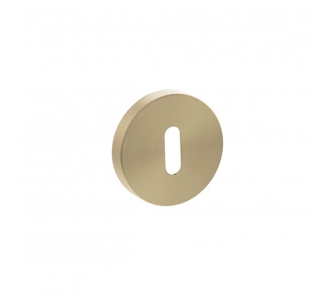Senza Pari Standard Keyhole Escutcheons On Minimal Round Rose - Satin Brass