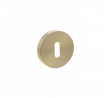 Senza Pari Standard Keyhole Escutcheons On Minimal Round Rose - Satin Brass