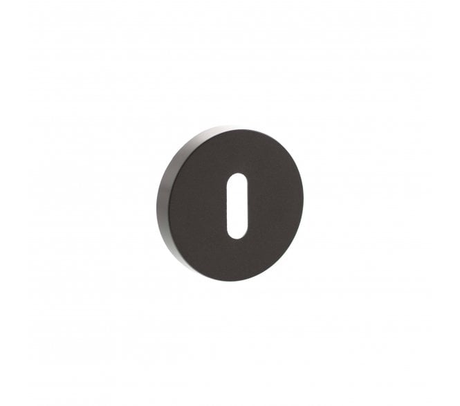 Senza Pari Standard Keyhole Escutcheons On Minimal Round Rose - Urban Dark Bronze