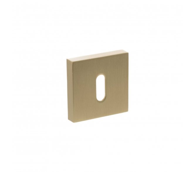Senza Pari Standard Keyhole Escutcheons On Minimal Square Rose - Satin Brass