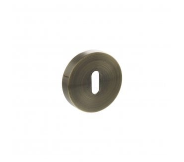 Senza Pari Standard Keyhole Escutcheons On Round Rose (PAIR)  - Antique Brass