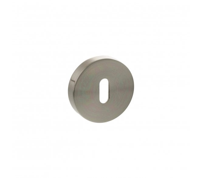 Senza Pari Standard Keyhole Escutcheons On Round Rose (PAIR)  - Satin Nickel