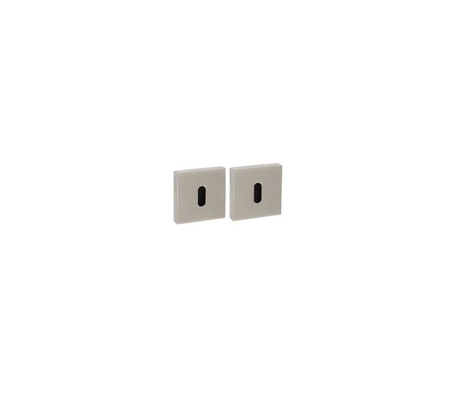 Senza Pari Standard Keyhole Escutcheons On Square Rose (PAIR)  - Satin Nickel