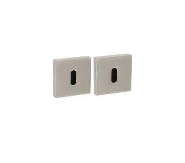 Senza Pari Standard Keyhole Escutcheons On Square Rose (PAIR)  - Satin Nickel