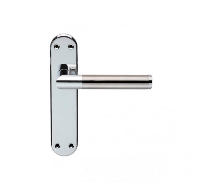Serozzetta SZM Scope Door Handles On Backplate - Satin Nickel/Polished Chrome