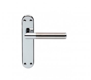 Serozzetta SZM Scope Door Handles On Backplate - Satin Nickel/Polished Chrome