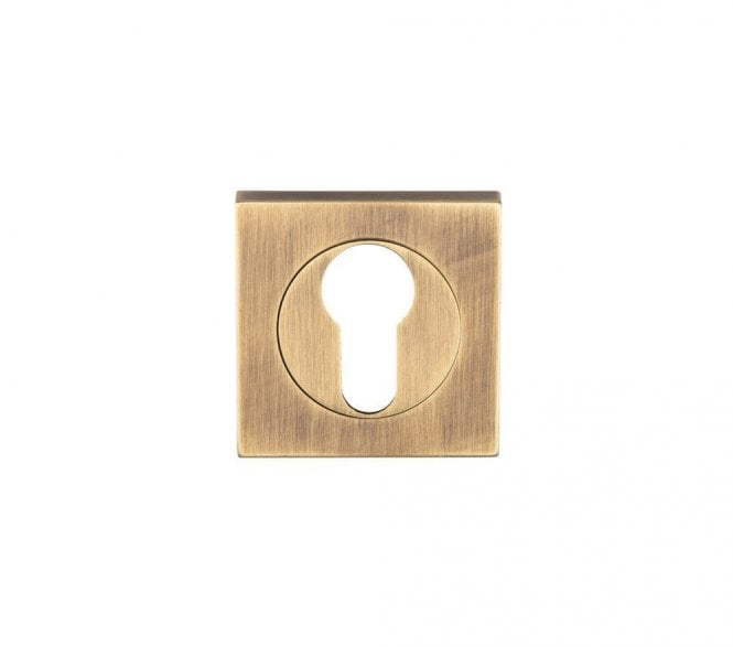 Serozzetta SZM001SQ Square Euro Profile Escutcheon - Antique Brass