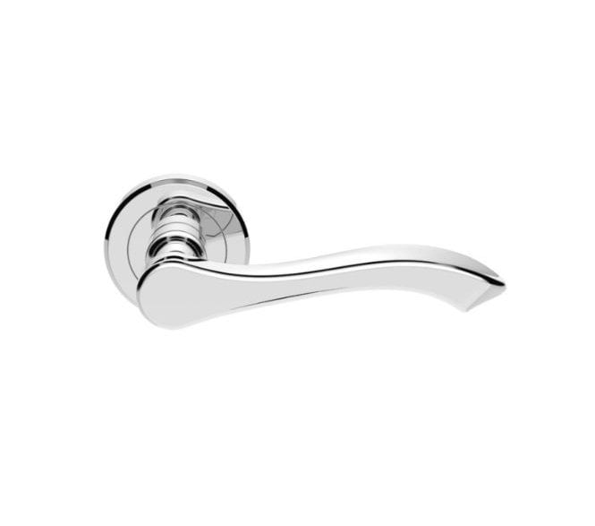 Serozzetta SZM130 Style Door Handle On Round Rose - Polished Chrome.
