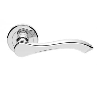 Serozzetta SZM130 Style Door Handle On Round Rose - Polished Chrome.