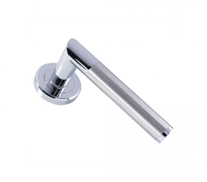 Serozzetta SZM160CPSN Trend Door Handle On Rose - Satin Nickel/Polished Chrome