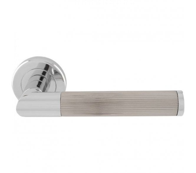 Serozzetta SZM170 Trend Lines Door Handle On Rose - Polished Chrome/Satin Nickel